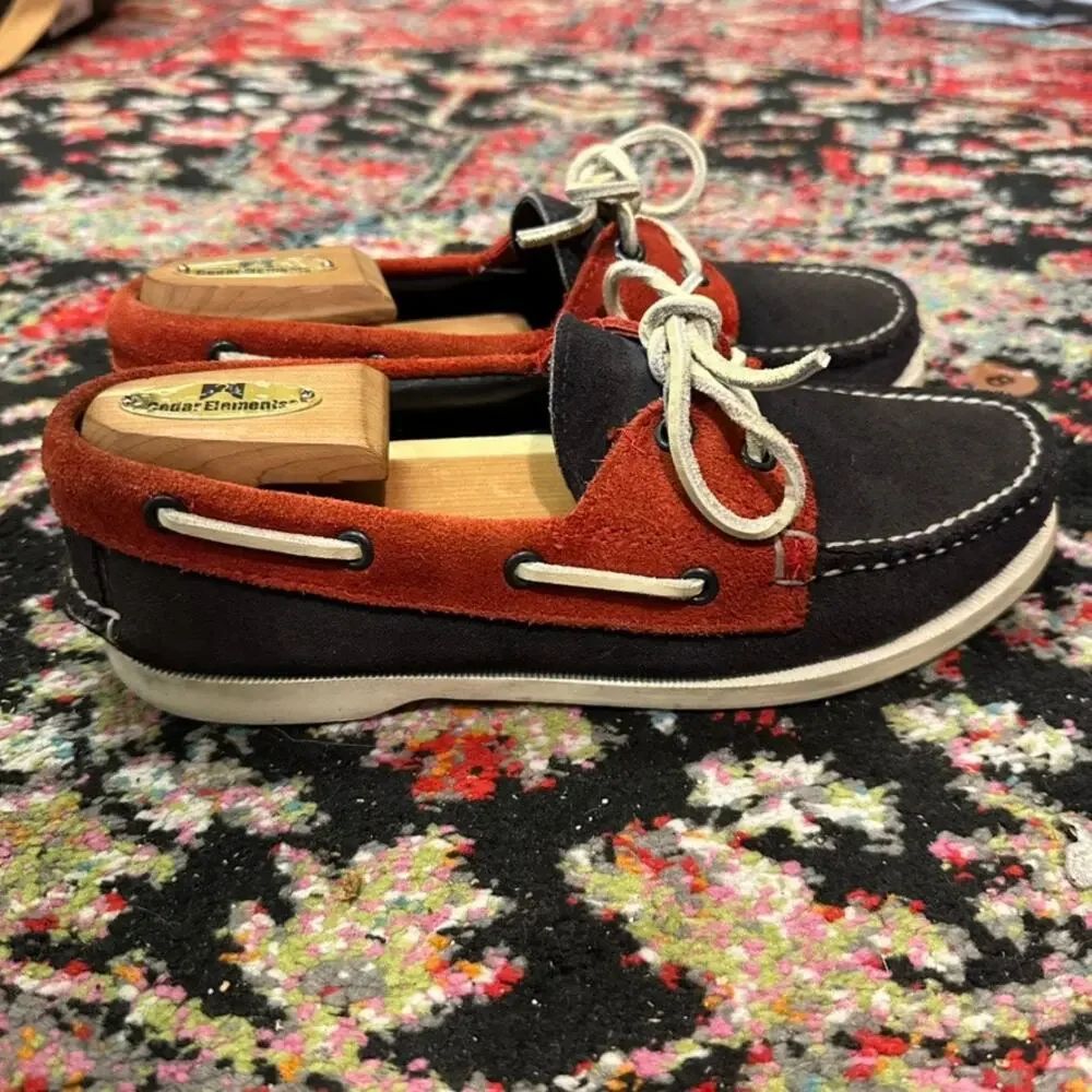 EUC Rancourt & Co. x Jack Spade Suede Boat Shoe USA Red White Blue Maine USA 6 D